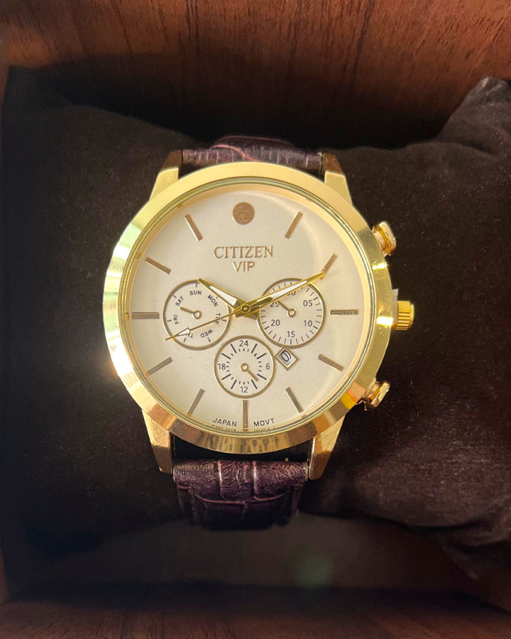 ساعت مردانه cttizen vip طرح سه موتوره (قهوه ای)کد 6305