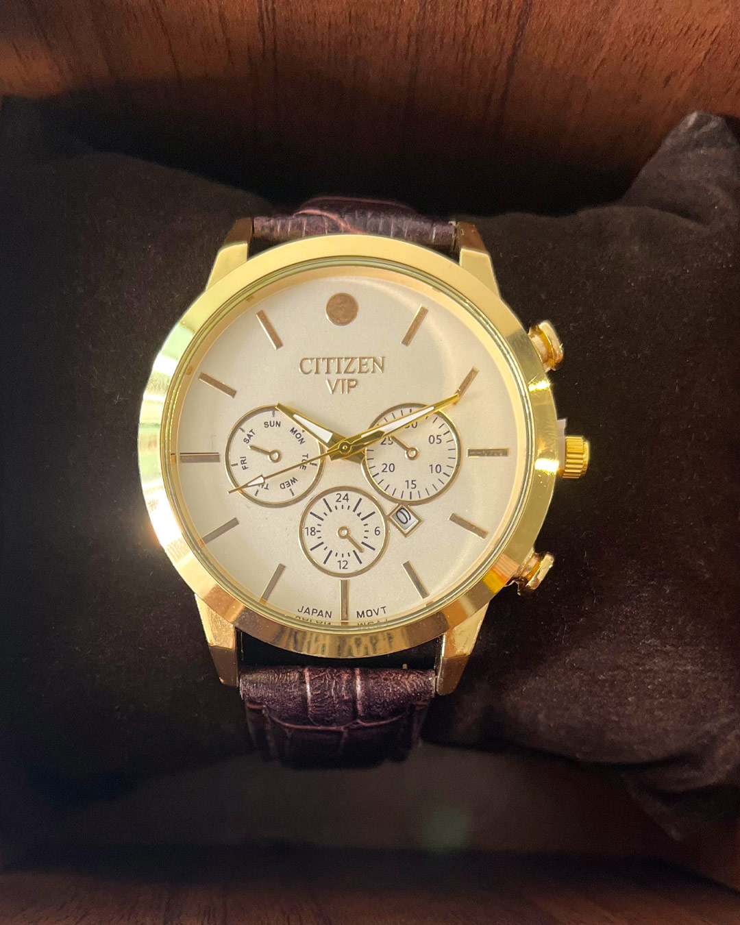 ساعت مردانه cttizen vip طرح سه موتوره (قهوه ای)کد 6305
